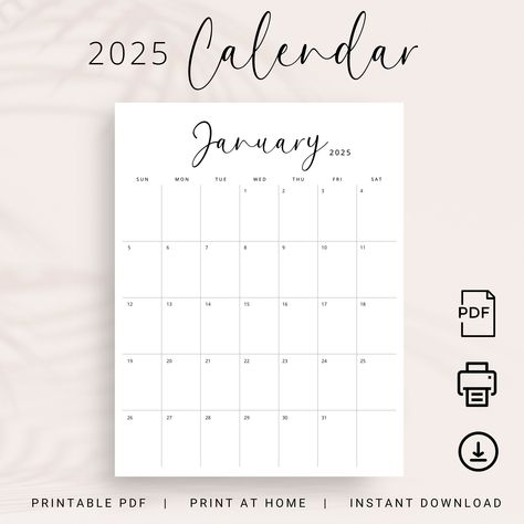 2025 Calendar 2025 Monthly Planner Printable 2025 Vertical Monthly Calendar Agenda 2025 Wall Calendar A4 Letter Size Sunday & Monday Start horizontalplanner #minimalisticplanner🍈 Pink Monthly Planner, Calender Printables, Undated Monthly Planner, Planner Writing, Minimalist Calendar, Monthly Planner Printable, 2025 Calendar, Sunday Monday, Planner Monthly