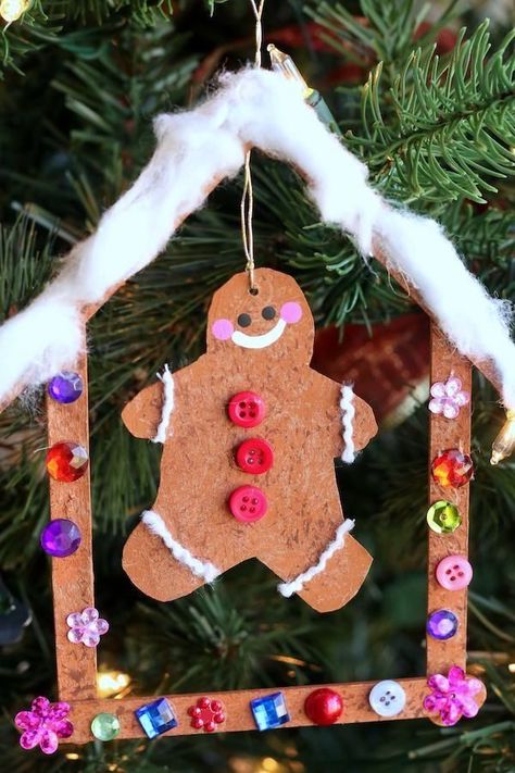 Gingerbread House Craft, Gingerbread Activities, Cinnamon Ornaments, Easy Christmas Ornaments, Gingerbread Crafts, Christmas Kindergarten, Gingerbread Ornaments, Fun Ornaments, Homemade Ornaments