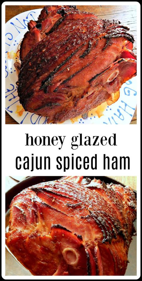 Honey Glazed Cajun Spiced Ham is a fave. The honey spiced glaze hits the perfect sweet spot, the magical place where your taste buds sing without any real heat. #Honey Glazed Cajun Ham #Honey Glazed Ham #Cajun Ham via @www.pinterest.com/frugalhausfrau Smoked Ham Glaze, Ham Glazed, Spicy Ham, Ham Recipes Crockpot, Ham Recipes Baked, Ham Glaze Recipe, Crockpot Ham, Honey Baked Ham, Glazed Ham