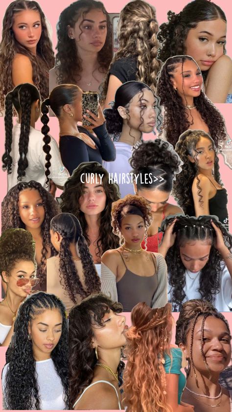 find a hairstyle that fits your hair type💗💗 Curly Hair Inspo, Quick Curly Hairstyles, Perfect Curly Hair, Curly Hair Care Routine, Mixed Curly Hair, Curly Hair Videos, Quick Natural Hair Styles, Curly Hair Photos, Cute Curly Hairstyles