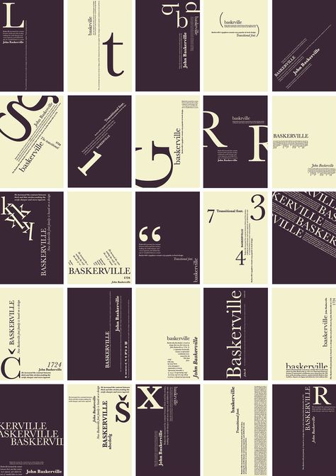 Typography Grid Layout, Baskerville Typography, Booklet Typography, Baskerville Poster, Typeface Booklet, Typography Booklet, Typography Layout Design, Typography Book Layout, Wolfgang Weingart