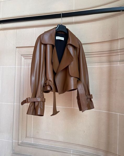 NOUR HAMMOUR | The Hatti soft leather jacket in scotch | Instagram Leather Jacket 2024, Winter Jackets Women Aesthetic, Nour Hammour, Brown Jacket Outfit, Leather Aesthetic, Surface Techniques, Womens Leather Jacket, Leather Jacket For Women, Leather Jacket Brown