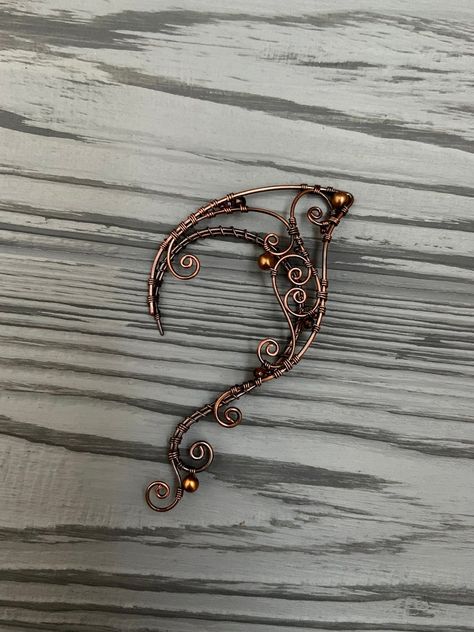 Elven ear cuffs Elf Ear Cuff Wraps Pair or Single Bridal Ear | Etsy Wire Wrap Elf Ears, Elven Accessories, Elf Ear Jewelry, Wire Elf Ears, Elven Ears, Ear Cuff Diy, Fantasy Wire, Elf Jewelry, Flower Ear Cuffs