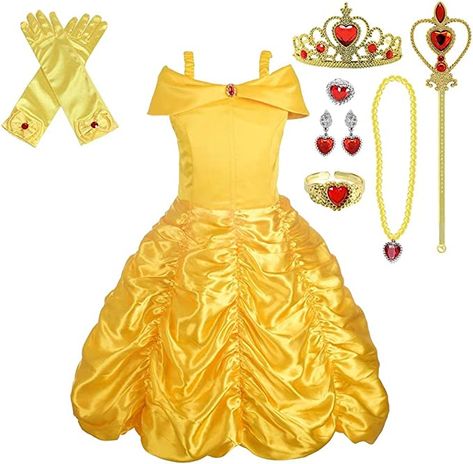 Lito Angels Girls Kids Princess Belle Costume Princess Dress Up Halloween Party Dresses : Amazon.co.uk: Toys & Games Princess Belle Costume, Princess Costumes For Girls, Up Halloween Costumes, Princess Halloween Costume, Belle Costume, Yellow Costume, Yellow Party, Fancy Dress Up, Princess Dress Up