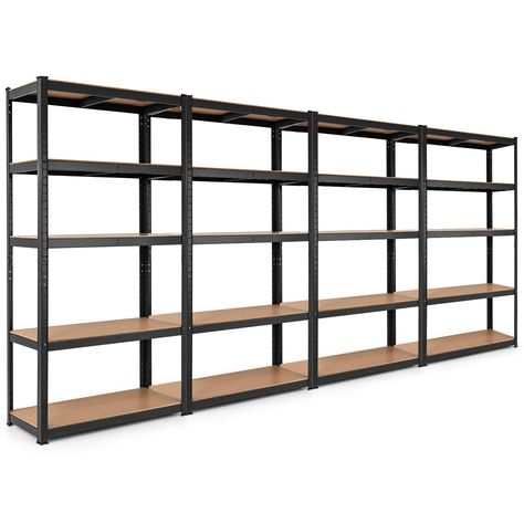 PRICES MAY VARY. 🚓【5 Tier Shelving Unit】Made from strong powder-coated metal tube and high quality MDF, this 5 shelf storage rack is durable, sturdy and stable , can well guarantee that it will not wobble after putting stuff on it. 🏠【Multifunctional Metal Shelves】5-tier Shelving unit is extremely useful in organizing your tools , foods, books or other stuff ,especially great for any place where has limited room while requires large storage space, such as bathroom, doorway, entryway, garage, ki Column Shelves, Tool Shelf, Garage Shelving Units, Metal Storage Shelves, Heavy Duty Shelving, Utility Shelves, Shelving Racks, Garage Shelf, Garage Shelving