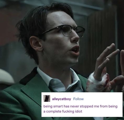 Gotham text posts and stuff 💚💜💚 Edward Nygma Icon, Edward Nygma, Batman Forever, The Riddler, Aesthetic Green, Text Posts, Gotham, Right Side, Batman