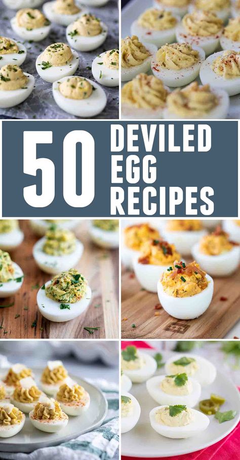 Deviled Egg lovers will go crazy over all 50 of these ways to spice up your deviled eggs. From traditional to the extreme, you'll find all kinds of ideas here! #deviledeggs #easter #eggs Deviled Egg Recipes, Jalapeno Deviled Eggs, Sriracha Deviled Eggs, Southern Deviled Eggs, Perfect Deviled Eggs, Deviled Egg Recipe, Easter Deviled Eggs, Deviled Eggs Recipe Easy, Keto Deviled Eggs