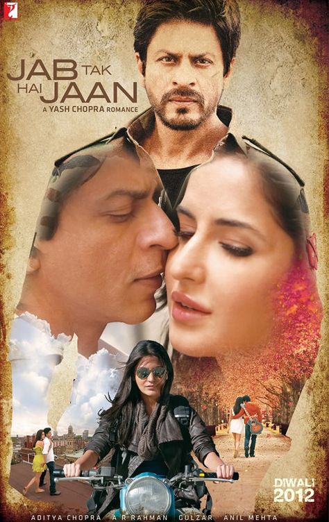 Shah Rukh Khan's Jab Tak Hai Jaan Anushka Sharma, Jab Tak Hai Jaan, Tam Film, ك�اترينا كيف, Srk Movies, Yash Raj Films, Beau Film, Bollywood Posters, Romantic Films