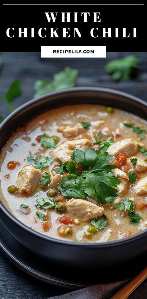 Warm up with this delicious white chicken chili that's sure to satisfy your cravings! Bursting with flavor from tender shredded chicken, white beans, and a hint of spice, this comforting dish is perfect for chilly nights. Top it off with fresh cilantro, avocado, and a squeeze of lime for an extra layer of taste. Quick to make and loaded with protein, it's a healthy choice that the whole family will love. Discover the perfect blend of creamy and spicy in every spoonful. Get your recipe now and create a cozy meal that warms both heart and home! Traditional Chili Recipe, White Chicken Chili Recipe, Chicken Pumpkin, Creamy White Chicken Chili, Traditional Chili, White Chili Chicken Recipe, Pumpkin Chili, Diced Green Chilies, Chicken Chili Recipe