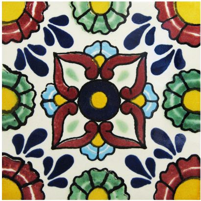 Embrace the spirit of the Southwest with these beautifully handcrafted Talavera tiles! Easy to clean with a semi-gloss finish and reflective sheen, authentic Talavera tiles make a striking accent in kitchens and baths, on the walls of a patio, or on the risers of your stairs. Left-over tiles make excellent coasters and trivets. Hand made in Mexico. Southwest Furniture, Mexican Talavera Tile, Rustic Tile, Mediterranean Tile, Talavera Tile, Mexican Ceramics, Mexican Tile, Talavera Tiles, Mexican Talavera