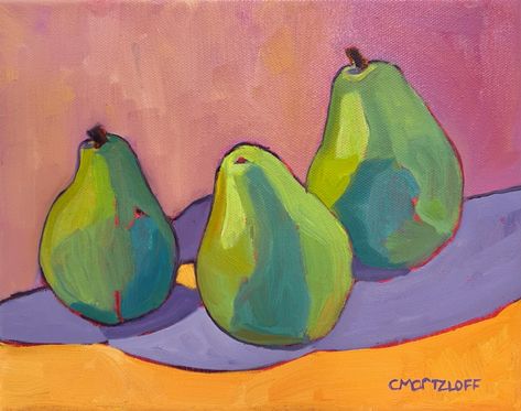 "Anjou Pears" Acrylics Ideas, Fauvism Painting, Pear Painting, Sky Room, Fruit Collage, Apartment Vibes, Contemporary Oil Paintings, Lemon Art, Still Life Oil Painting