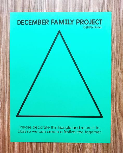 Free December Family Flyers Triangle Christmas Tree Craft Preschool, Christmas Traditions Preschool Theme, Christmas Trees Preschool, Family Traditions Art Preschool, Beginner Preschool Activities, Christmas Traditions Preschool, Christmas Family Projects For School, Family Projects For Kindergarten, Family Christmas Crafts Projects