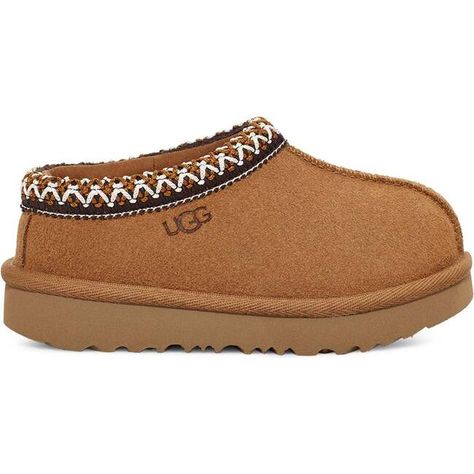 Crafted with responsible materials, the Tasman features an updated Sugarsole outsole and recycled textile binding in addition to the soft UGGplush upcycled wool and lyocell lining. The Tasman for toddlers has the same light, durable outsole so that you can wear it indoors and out. The upper is soft suede and finished with an embroidered braid. | UGG | Tasman Toddler Slippers (Beige, Size 11) | Maisonette collects the best children’s products from around the world (unlike Zulily, Etsy, The Tot, F Tasman Uggs, Toddler Slippers, Running Sneakers Women, Ugg Tasman, Toddler Sneakers, Kids Uggs, Boots Women Fashion, Kids Sandals, Womens Clogs