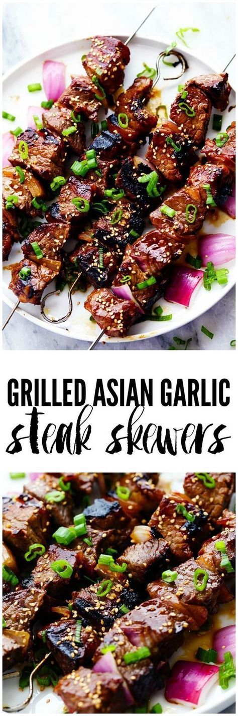 Resep Steak, Steak Skewers, Garlic Steak, The Recipe Critic, Recipe Critic, Kabob Recipes, Sesame Sauce, God Mad, Kebabs