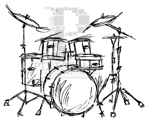 Drums Sketch, Drum Drawing, Drums Logo, Music Sketch, Hair Flowing, Music Clipart, Drums Art, Sign Image, Music Drawings