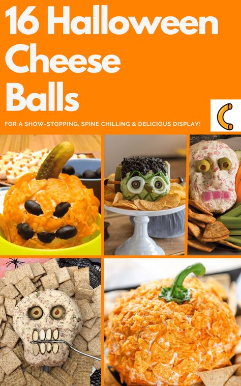 16 Halloween cheese ball recipes Cheese Ball Halloween Ideas, Halloween Appetizers Cheese Ball, Cheese Balls Halloween, Monster Cheese Ball, Frankenstein Cheese Ball, Halloween Cheese Dip Ideas, Skeleton Cheese Ball, Easy Halloween Cheese Ball, Cheese Balls For Halloween