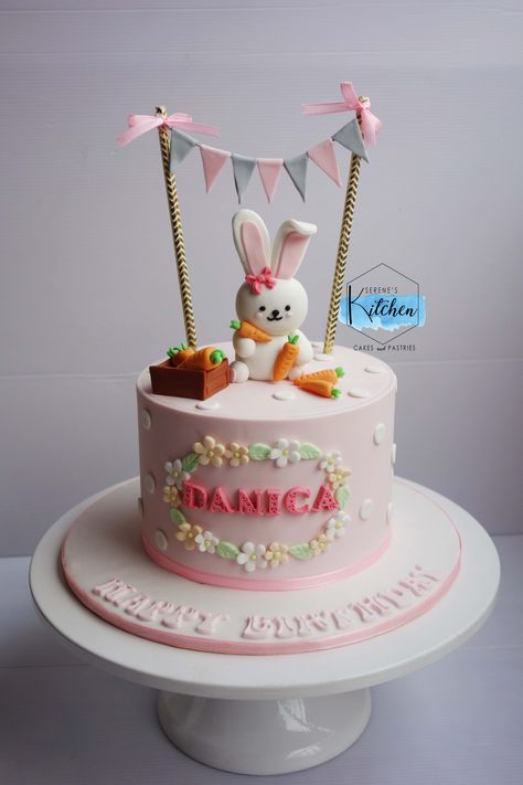 Bunny Theme Birthday Cake, Bunny Theme Cake, Birthday Tart, Bunny Rabbit Cake, Bunny Birthday Cake, Star Wars Birthday Cake, Bunny Theme, Rabbit Cake, Baby Shower Cakes For Boys