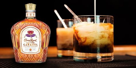 There’s nothing better than a sweet, caramel-y cocktail to ring in the holiday season! The Crown Royal Whisky brand’s take on Salted Caramel is a subtle, creamy, salty-sweet whiskey that lends itself quite well to holiday-inspired cockta... Crown Royal Salted Caramel, Salted Caramel Drinks, Crown Royal Recipes, Crown Drink, Caramel Cocktail, Holiday Drink Recipes, Horimiya Miyamura, Whiskey Drinks Recipes, Caramel Drinks