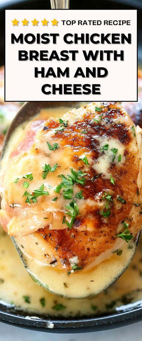 Image for Chicken Breast With Ham And Cheese Ham Stuffed Chicken Breast, Chicken Ham Recipes, Ham And Cheese Stuffed Chicken Breast, Chicken With Ham And Cheese, Chicken And Ham Recipes, Moist Chicken Breast Recipes, Ham And Cheese Stuffed Chicken, Chicken Ham And Swiss, Juicy Chicken Breast Recipes