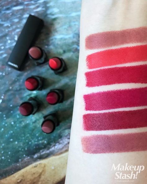 New Chanel Rouge Allure Velvet Extrême Intense Matte Lip Colours | Makeup Stash! Red Brown Lipstick, Chanel Rouge Allure Velvet, Peach Lip Gloss, Chanel Lip, Light Pink Lip Gloss, Lip Colours, Chanel Rouge, Lip Color Makeup, Glitter Lip Gloss