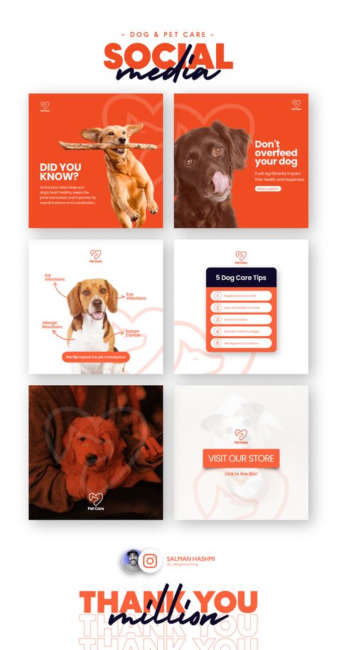 Social Media - Dog & Pet Care on Behance Impactful Quotes, Social Media Campaign Design, Dog Marketing, Engaging Posts, Pet Branding, Social Media Branding Design, Social Media Marketing Plan, Pet Businesses, Pet Clinic