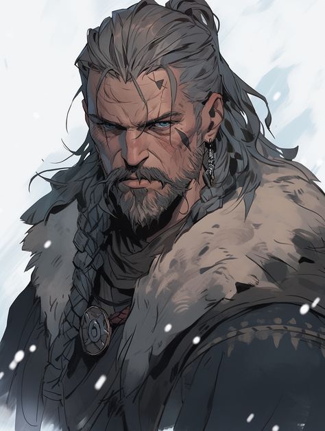 Barbarian Dnd Art, Old Man Warrior, Dnd Barbarian Male, Barbarian Character Art, Dnd Barbarian Character Design, Viking Character Design Male, Male Warrior Fantasy Art, Warrior Character Design Male, Viking Rpg