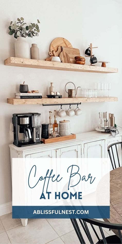 Brewing up a storm in your very own coffee bar at home is easier than you think! Grab a few essentials like a milk frother, a selection of flavored syrups, and a cute mug collection to make every cup feel special. Invite your friends over for a latte date or simply enjoy a quiet moment with your favorite brew. #coffeelover #diybarista #coffeebarideas Small Espresso Bar, Coffee Bar At Home, Old Bookshelves, Bar At Home, Diy Coffee Bar, Coffee Bar Design, Coffee Nook, Home Coffee Bar, Coffee Bar Home