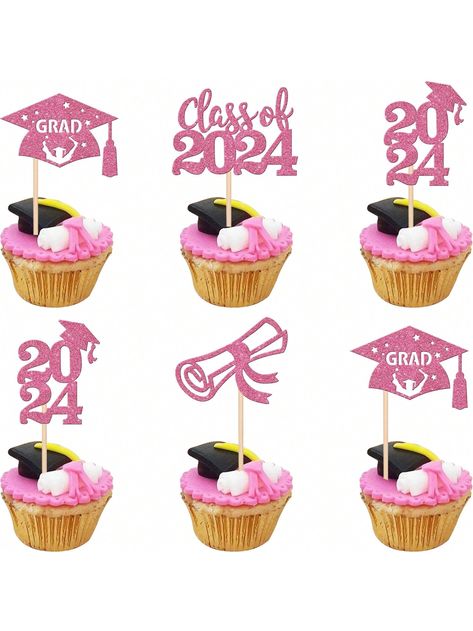 Wide Usages ! These 2024 graduation theme cupcake toppers are perfect for 2024 graduation theme party cupcake decorations, such as kindergarten, primary, junior, senior high school, college, Master or Ph.D. graduation, they can make your cupcake more attractive and bring the fun to your party.You can also apply them for ice cream, fruits, cookies and other desserts. Upgrade Quality ! Made of 300 gram glitter card stock and 100%  bamboo stick,not easy to deform and fade,smooth edges without burrs Graduation Party Cupcakes, Grad Cakes, Graduation Cupcake Toppers, Cupcake Decorations, Bamboo Stick, Graduation Cupcakes, High School Graduation Party, Graduation Theme, 2024 Graduation