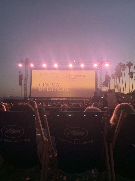 Cinema Screen Aesthetic, Cannes Aesthetic Beach, Film Premiere Aesthetic, Outdoor Cinema Aesthetic, Beach Festival Aesthetic, Cannes Film Festival Aesthetic, Cinema Theatre Aesthetic, Movie Premiere Aesthetic, Cannes France Aesthetic