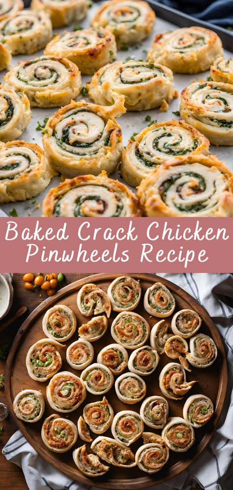 Baked Crack Chicken Pinwheels Recipe | Cheff Recipes Rotisserie Chicken Pinwheels, Cooked Pinwheels, Chicken Pinwheels Cream Cheese, Baked Pinwheel Recipes, Pinwheel Appetizers Baked, Healthy Pinwheel Recipes, Open House Snacks, Healthy Pinwheels, Easy Pinwheel Recipes