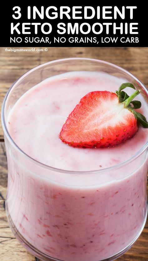 This keto strawberry smoothie is so creamy and thick, you won't believe it is low carb! 3 ingredients and NO sugar added- It's ready in less than a minute! Keto Strawberry Smoothie, Avocado Keto, Low Sugar Smoothies, Dinner Smoothie, Low Carb Smoothie Recipes, Keto Smoothie, Keto Smoothie Recipes, Baking Soda Beauty Uses, Keto Diet Food List