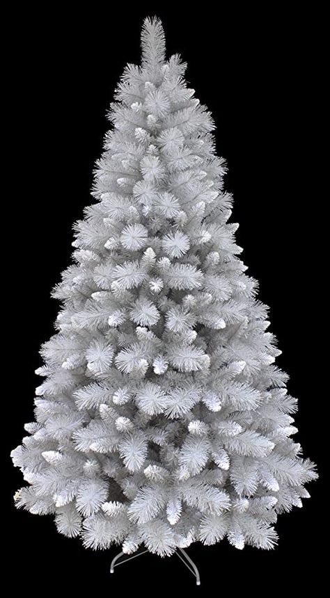 HOLIDAY STUFF 7 Foot Glitter Silver Pine Christmas Tree with Frosted Tips (7ft) White Pine Christmas Tree, Shape Christmas Tree, Silver Christmas Tree Decorations, Frosted Tips, White Christmas Tree Decorations, Pine Christmas Tree, Silver Christmas Tree, Christmas Tree Art, Unique Christmas Trees