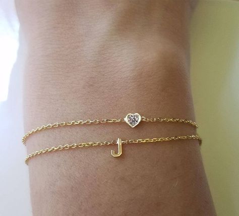 Initial Bracelet J, Bracelet With J, R Initial Bracelet, Gold Initial Bracelet, Heart Diamond Bracelet, Dainty Heart Bracelet, J Bracelet, Bracelet With Letters, Bracelet With Initials