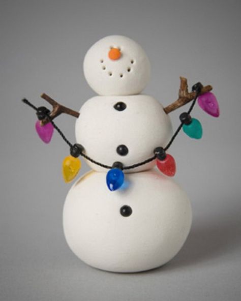 Polymer Clay Snowman for   Christmas Holiday_10 Hat Tree, Clay Christmas Decorations, Colored Lights, Snowman Hat, Polymer Clay Ornaments, Diy Snowman, Christmas Clay, Polymer Clay Christmas, Clay Ornaments