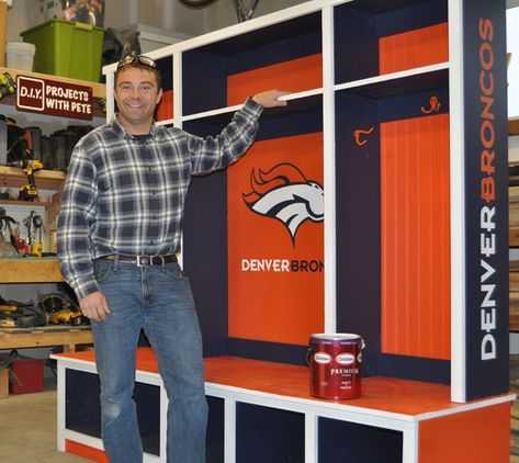 How to build a hutch Man Cave Basement Rustic, Nfl Team Colors, Sports Locker, Bedroom Remodeling, Small Bedroom Remodel, Mudroom Lockers, Man Cave Basement, Mud Room Storage, Man Cave Home Bar