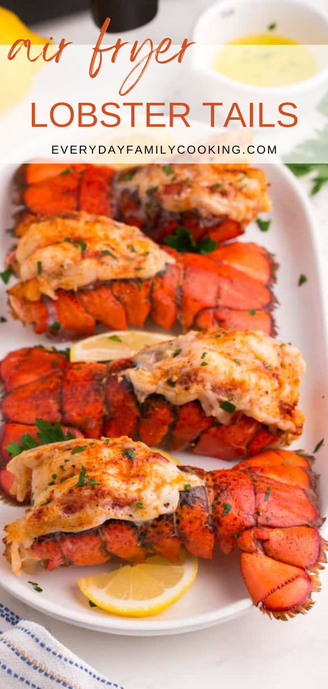 Discover the effortless elegance of air fryer lobster tails that are tender, flavorful, and perfect for a fancy dinner at home. Lobster Tail Air Fryer, Lobster In Air Fryer, Air Fried Lobster Tails, How To Cook Lobster Tails In Air Fryer, Air Fry Lobster Tail, Lobster Air Fryer, Airfryer Lobster Tail, Air Fryer Lobster Tail Recipe, Lobster Tails In Air Fryer