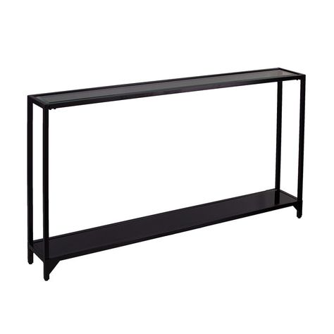 Simple Lines Black Metal Narrow Console Table Narrow Entryway, Metal Console Table, Small Entryways, Narrow Console Table, Metal Console, Glass Console Table, Modern Console, Small Entryway, Decorating Coffee Tables