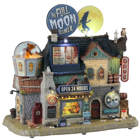 Lemax® Spooky Town® The Full Moon Diner | Michaels Lemax Spooky Town Halloween Village, Lemax Halloween Village, Lemax Halloween, Silver Utensils, Lemax Village, Lemax Spooky Town, Spooky Town, Halloween Village, Lunar Calendar