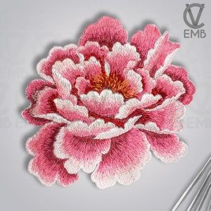 Embroidery Designs For Dupatta, Peony Embroidery, Peony Design, Machine Embroidery Quilts, Flower Machine Embroidery Designs, Digital Embroidery Patterns, Japanese Flower, Machine Embroidery Projects, Embroidery Works