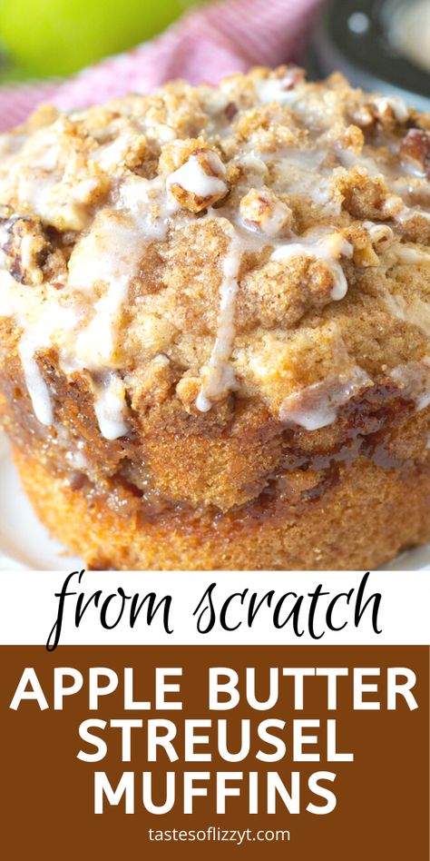 Baked Goods With Apple Butter, Pumpkin Apple Streusel Muffins, Apple Butter Streusel Muffins, Apple Butter Donuts Recipe, Using Apple Butter In Recipes, Apple Pie Filling Muffin Recipes, Apple Streusel Cupcakes, Breakfast Using Apples, Use Apple Butter