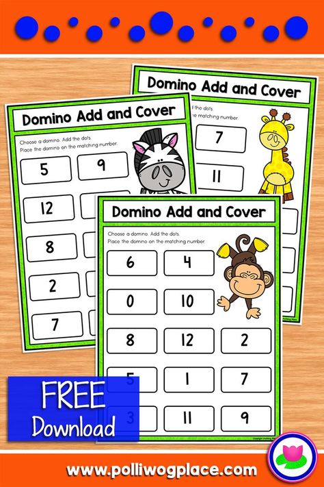 Domino Math Kindergarten, Dominoes Math Games, Teen Numbers Kindergarten, Domino Math, Building Number Sense, Math Centres, Math Tubs, Math Kindergarten, Addition Kindergarten