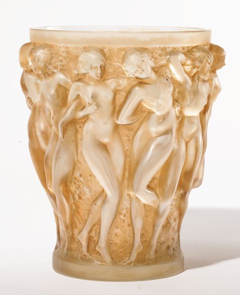 0997 René Lalique "BACCHANTES" VASE, MARCILHAC NO. 997 engraved R. LALIQUE FRANCE molded and frosted glass with sepia patiné Lalique Jewelry, Rene Lalique, Hood Ornaments, Ap Art, Naive Art, Objet D'art, French Art, French Artists, Glass Jewelry