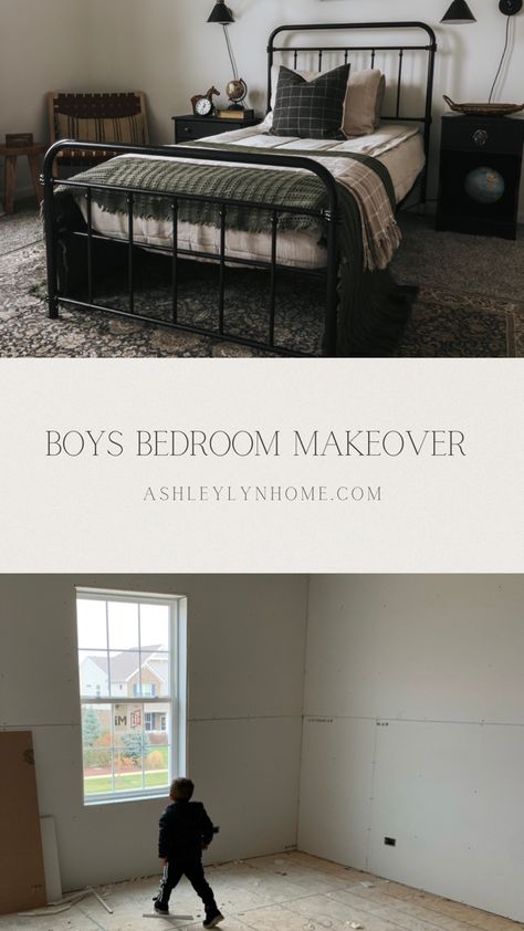 Industrial Kids Bedroom, Bedroom Vintage Modern, Vintage Boys Bedrooms, Thrifted Style, Teenage Boy Room, Victoria House, Boys Bedroom Makeover, Teen Boy Room