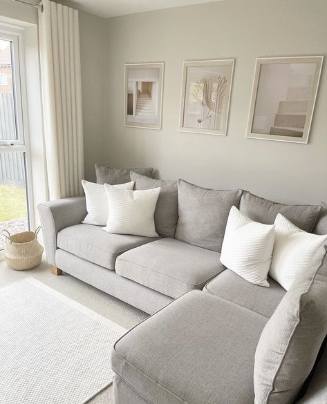 Beige And Grey Living Room, Grey Carpet Living Room, Greige Living Room, Grey Living Room Ideas, Corner Sofa Living Room, Grey Sofa Living Room, Room Bohemian, Grey Living Room, Grey Couch Living Room