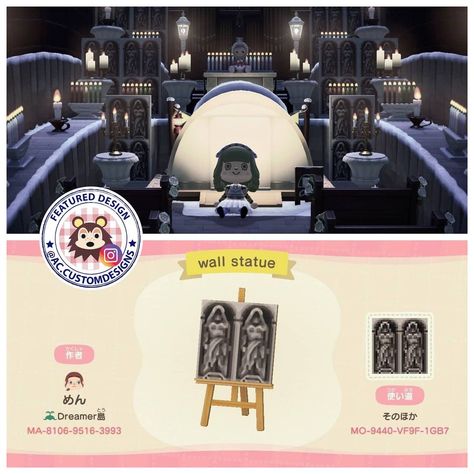 Gothic statue pattern for simple panel. This here is just scary. 😅🥺 jin_men56 / twitter ~~~~~~~~~~~~~~ #animalcrossing #acnh… Acnh Castle Designs, Acnh Castle, Acnh Witchy, Animal Crossing Codes, Acnh Paths, Urban Island, Gothic Theme, Gothic Statue, Acnh Inspiration