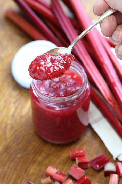 This rhubarb compote is easy to make and a great way to add tangy flavor and color to your favorite summer desserts. Rhubarb Freezer Jam, Strawberry Rhubarb Sauce, Blueberry Rhubarb, Rhubarb Sauce, Rhubarb Compote, Compote Recipe, Rhubarb Jam, Bbq Sauce Recipe, Rhubarb Recipes