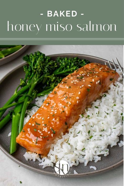 Ready in 30 minutes, this baked honey miso salmon recipe combines sweet and salty flavors for is great for a quick, easy, and healthy dinner. Salmon Recipes Miso, Honey Miso Salmon, White Miso Salmon, Japanese Salmon Recipes, Miso Salmon Recipe, Cabin Food, Salmon Meal Prep, Miso Glazed Salmon, 30 Minute Meals Healthy