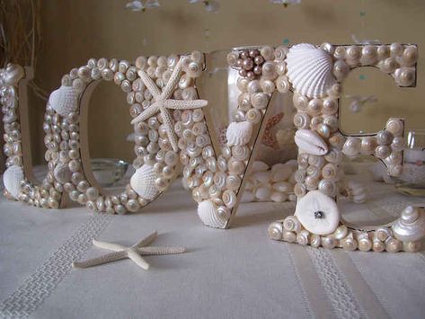 Love. Beach Wedding Reception Centerpieces, Little Mermaid Wedding, Diy Beach Wedding, Rustic Beach Wedding, Seashell Wedding, Beach Wedding Centerpieces, Beach Wedding Reception, Summer Deco, The Word Love