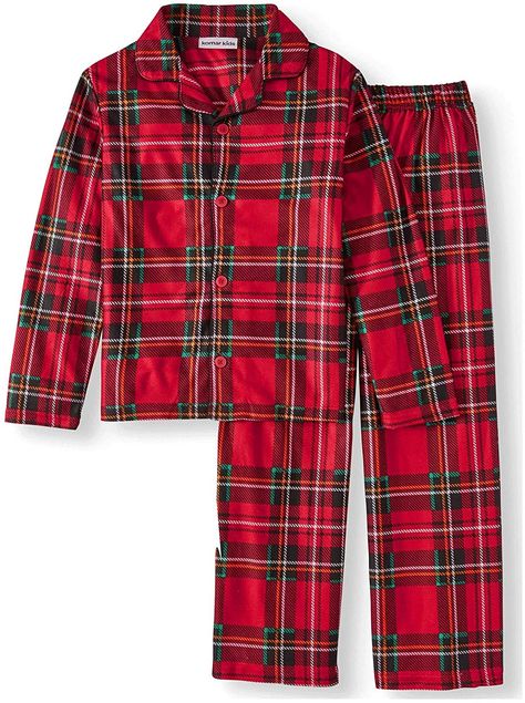 Create new holiday traditions this year with these cute Christmas pajamas! These pjs feature a beautiful red plaid pattern. Your little one will love showing off their new pajamas!  #amazon #shopamazon #yankeetoybox #redplaid #clearance Cute Christmas Pajamas, Flannel Coat, Boys Sleepwear, Holiday Plaid, Coat Style, Christmas Plaid, Christmas Pjs, Boys Plaid, Plaid Pajamas