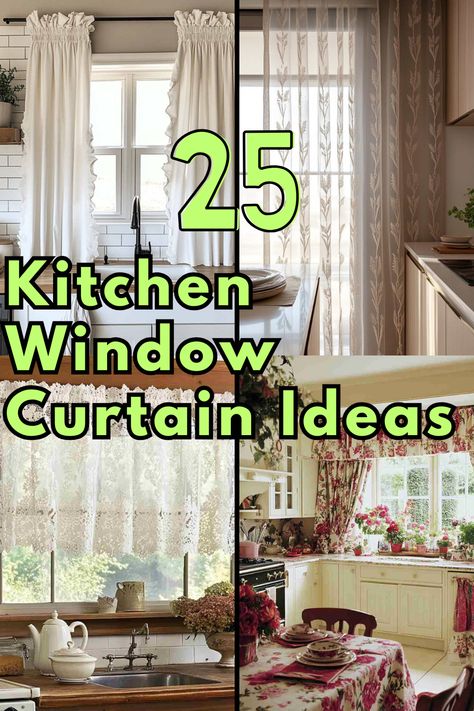 Whether you love rustic linen or bold patterns, these Kitchen Window Curtain Ideas have something for everyone. Create a kitchen you’ll love spending time in with these simple yet stylish curtain options. #KitchenCurtains #WindowTreatmentIdeas #KitchenDecor #HomeDesign #InteriorInspiration Kitchen Window Curtains Over Blinds, Cute Kitchen Curtain Ideas, Rustic Kitchen Window Treatments, French Country Curtains Kitchen, Modern Curtains Kitchen, Curtain Ideas For Short Windows, Black And White Kitchen Curtains, Breakfast Room Curtain Ideas, Sewing Kitchen Curtains